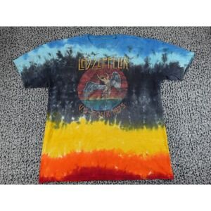 Led Zeppelin T-Shirt Mens XL Multi Color Tie Dye US Tour 1975 Graphic Rock Band